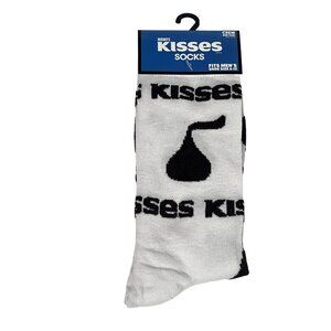 Kisses Graphic Socks Mens 6-12 White Novelty Crew Candy Gift Sweet Tooth